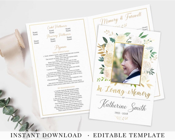 memorial service program funeral program memorial program memorial service brochure photo floral white obituary template order of service funeral service program