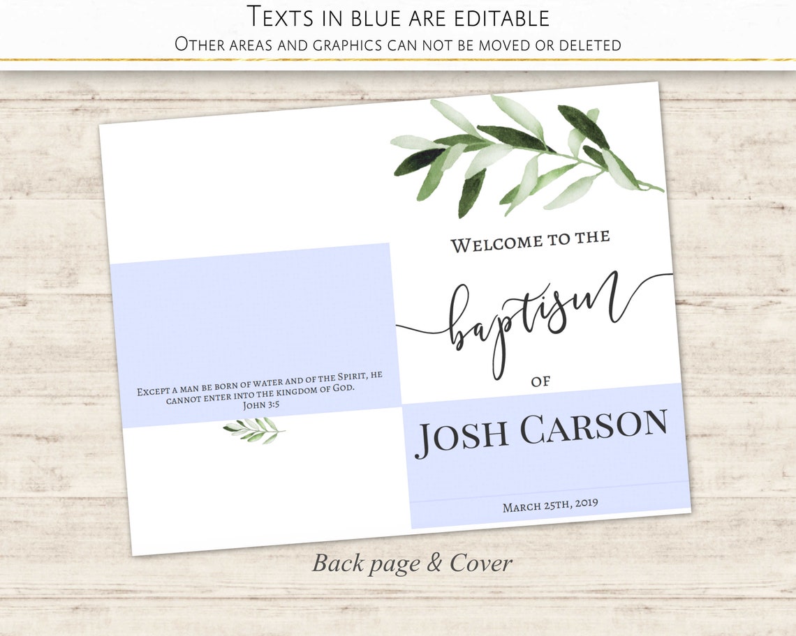 LDS Baptism Program Printable Editable Template Neutral | Etsy