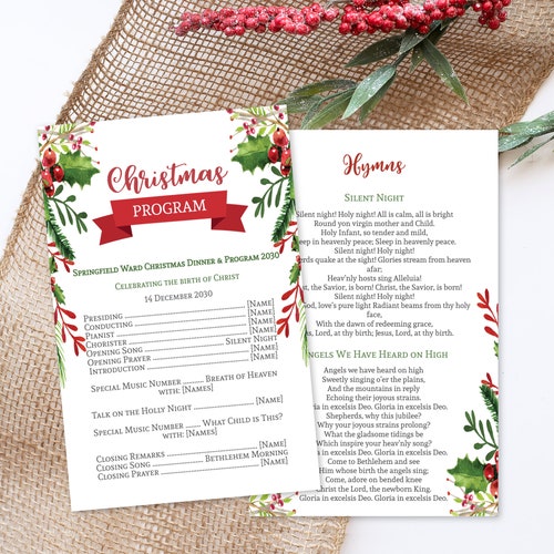 Christmas Program Editable Template Christmas Tree Music - Etsy