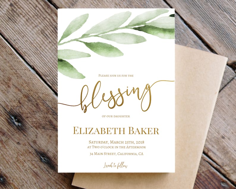 Blessing Invitation Printable Template LDS Neutral Blessing Etsy