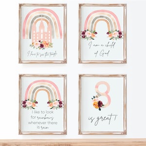 LDS Rainbow Digital Print, I am a child of God, 8 is great, CTR, I like to look for Rainbows, Printable LDS Art