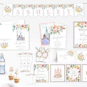 Floral Girl Baptism Program Kit: Editable Template (Digital Download)