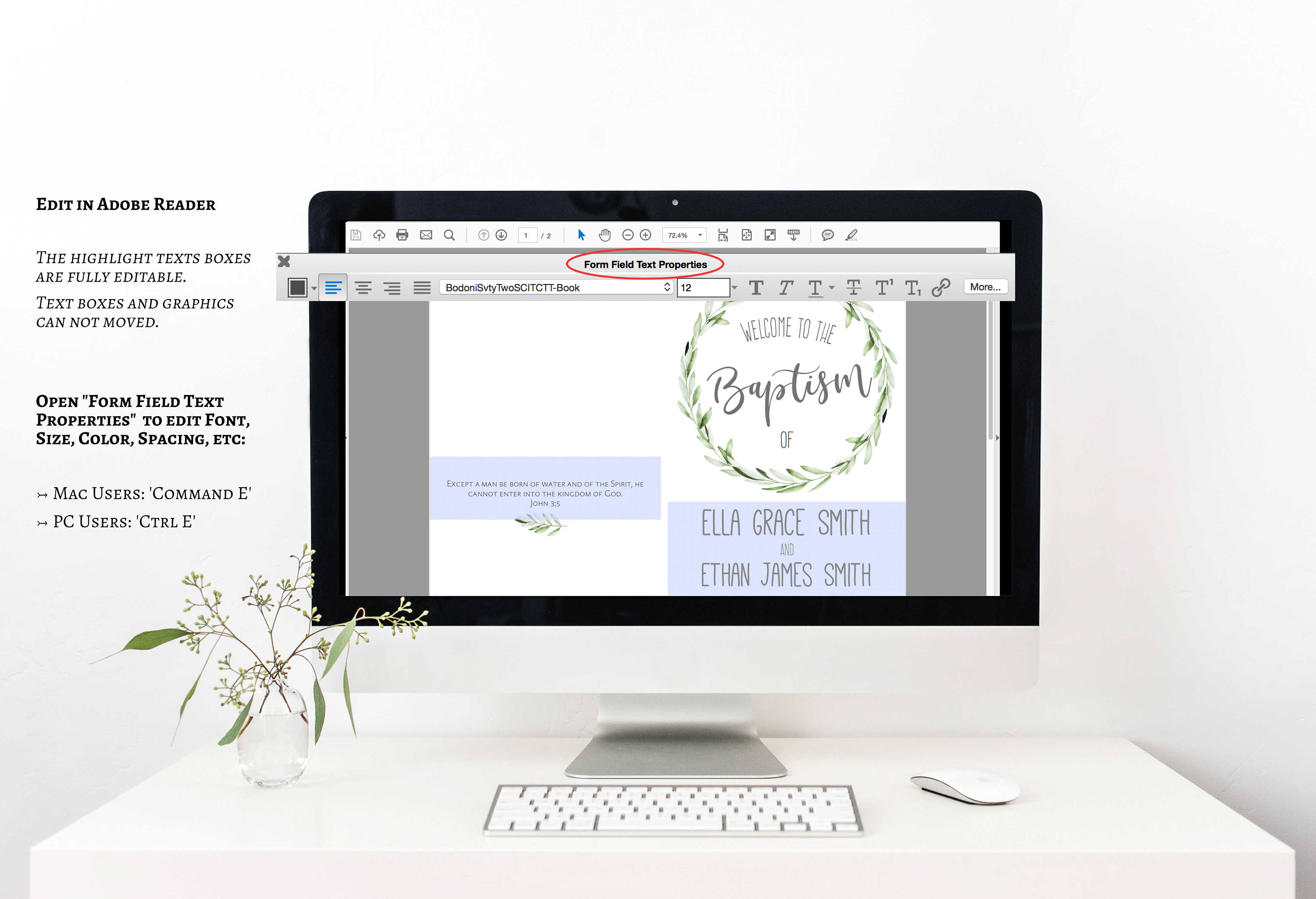 Baptism Program LDS Printable Editable Template Neutral - Etsy