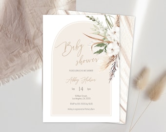 Boho Floral Baby Shower Invitation: Editable Template (Digital Download)