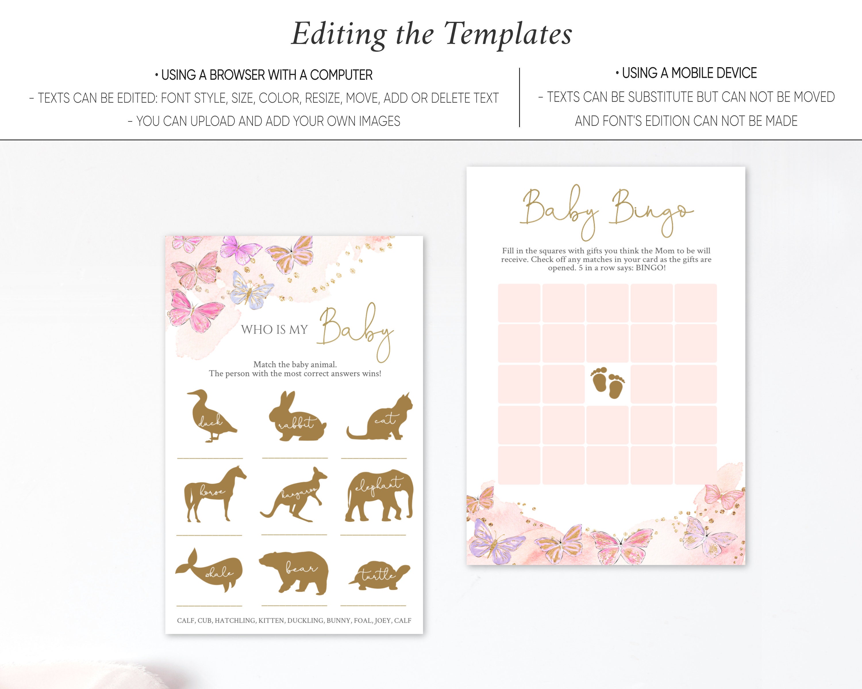 Butterfly Baby Shower Games Bundle Baby Games Printable Etsy UK