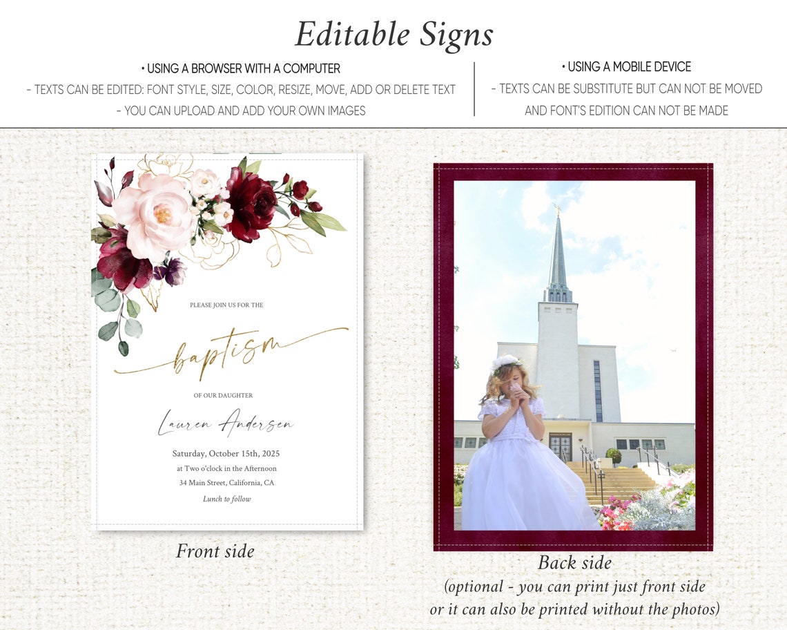 Baptism Invitation LDS Invitation Printable Baptism Invite - Etsy