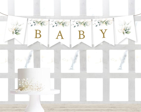 Banner Flags Printable Baby Shower Decor Greenery Eucalyptus - Etsy