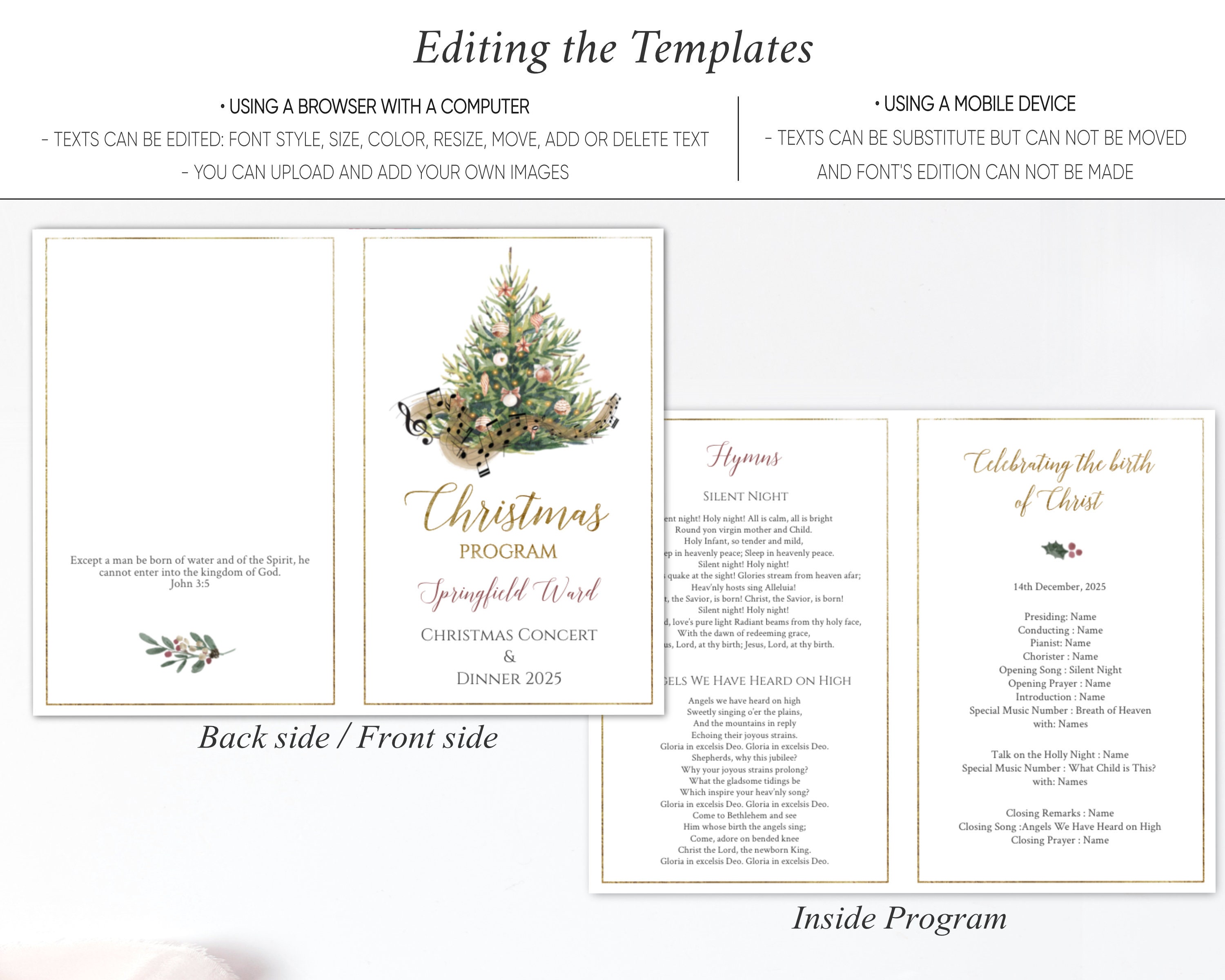 Editable Christmas Concert Program Template: Foldable Music Notes ...