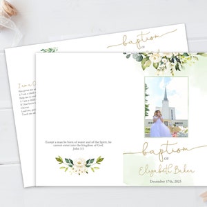 Floral Girl Baptism Program Template: LDS Photo Keepsake (Digital Download)
