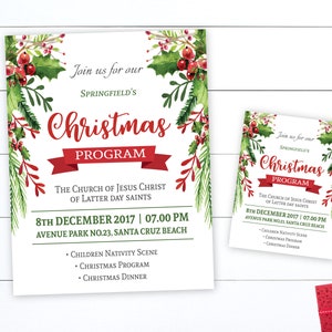 Christmas Party Invitation, Poster Printable, Editable Template, Christmas Natividad, Invite Sign Flyer