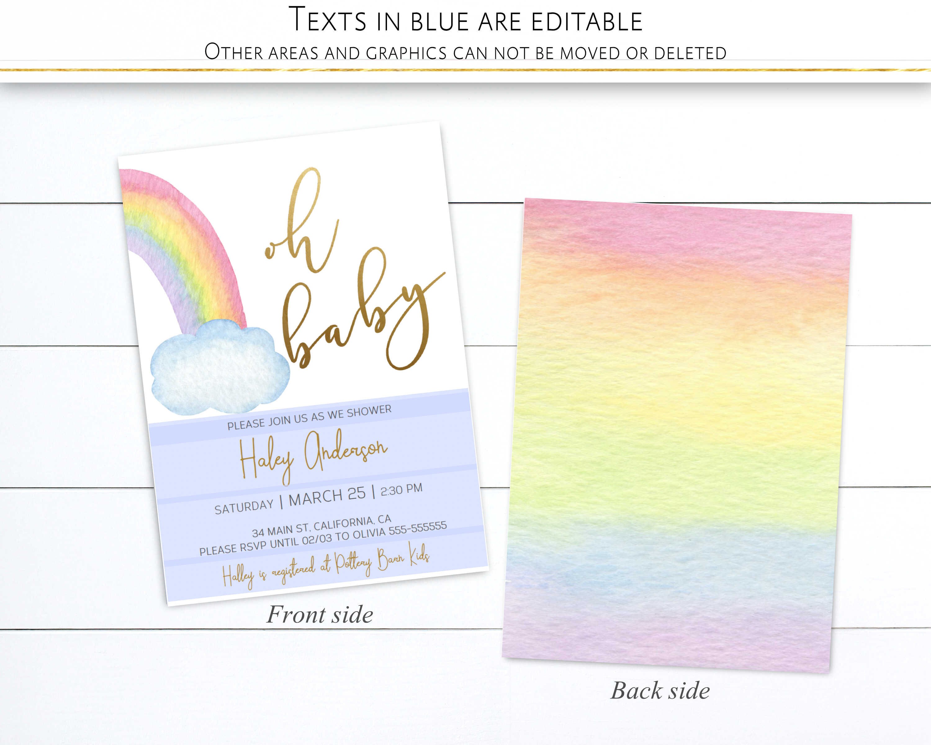 Rainbow Baby Shower Invitation Invitation Printable Oh Baby - Etsy