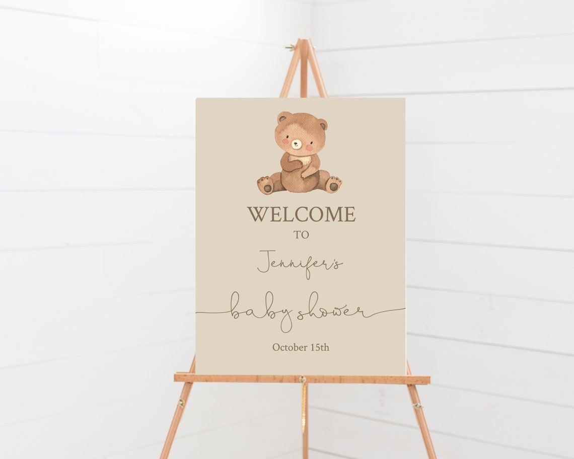 Bear Baby Shower Welcome Sign Printable Teddy Bear Baby | Etsy