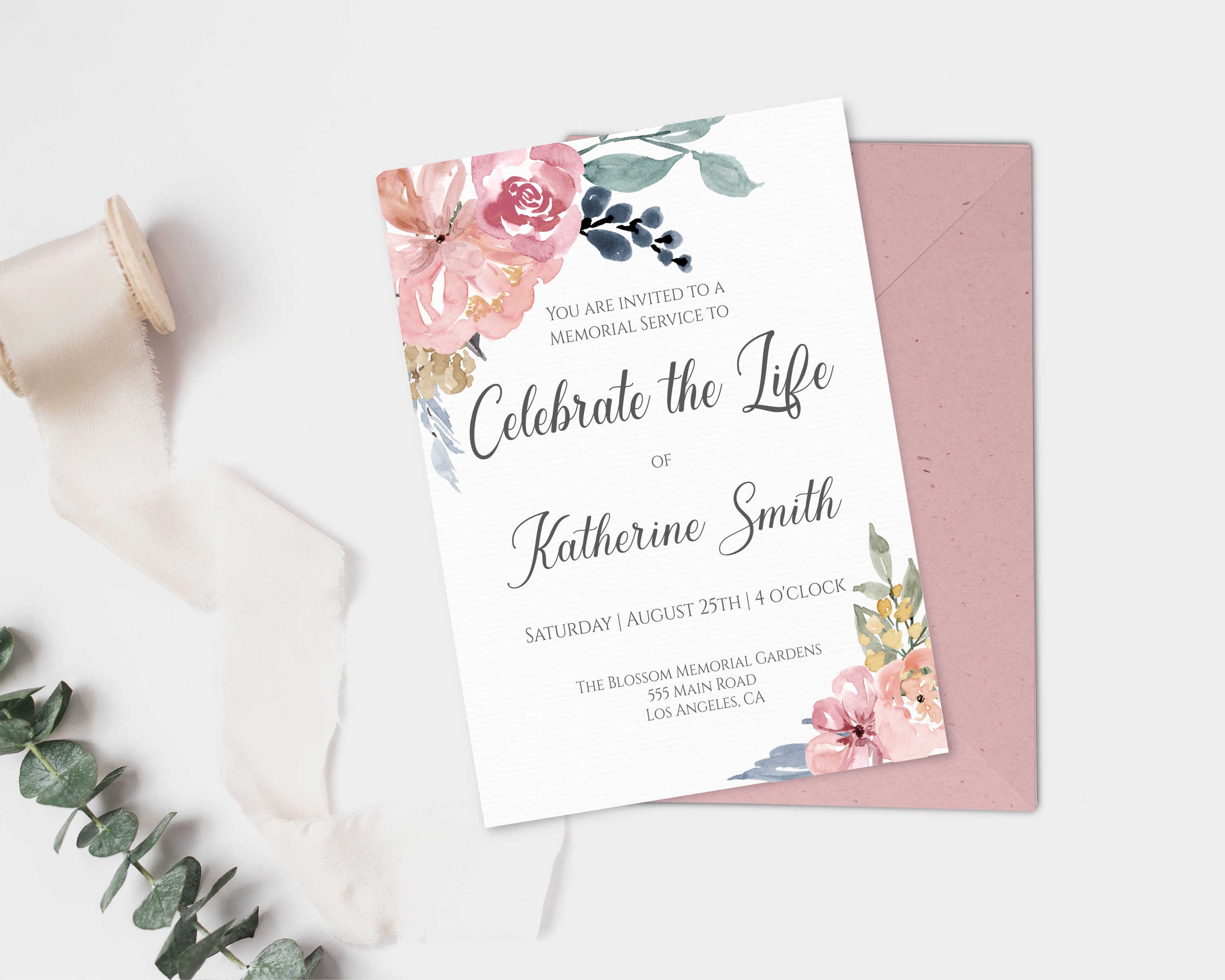 Invitation Celebration of Life Printable Invite Memorial Etsy UK