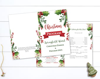 Watercolor Christmas Program Template: Foldable, Printable (Instant Download)