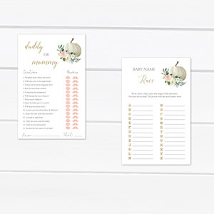 Pumpkin Baby Shower Games Bundle Baby Games Printable White Pumpkin ...