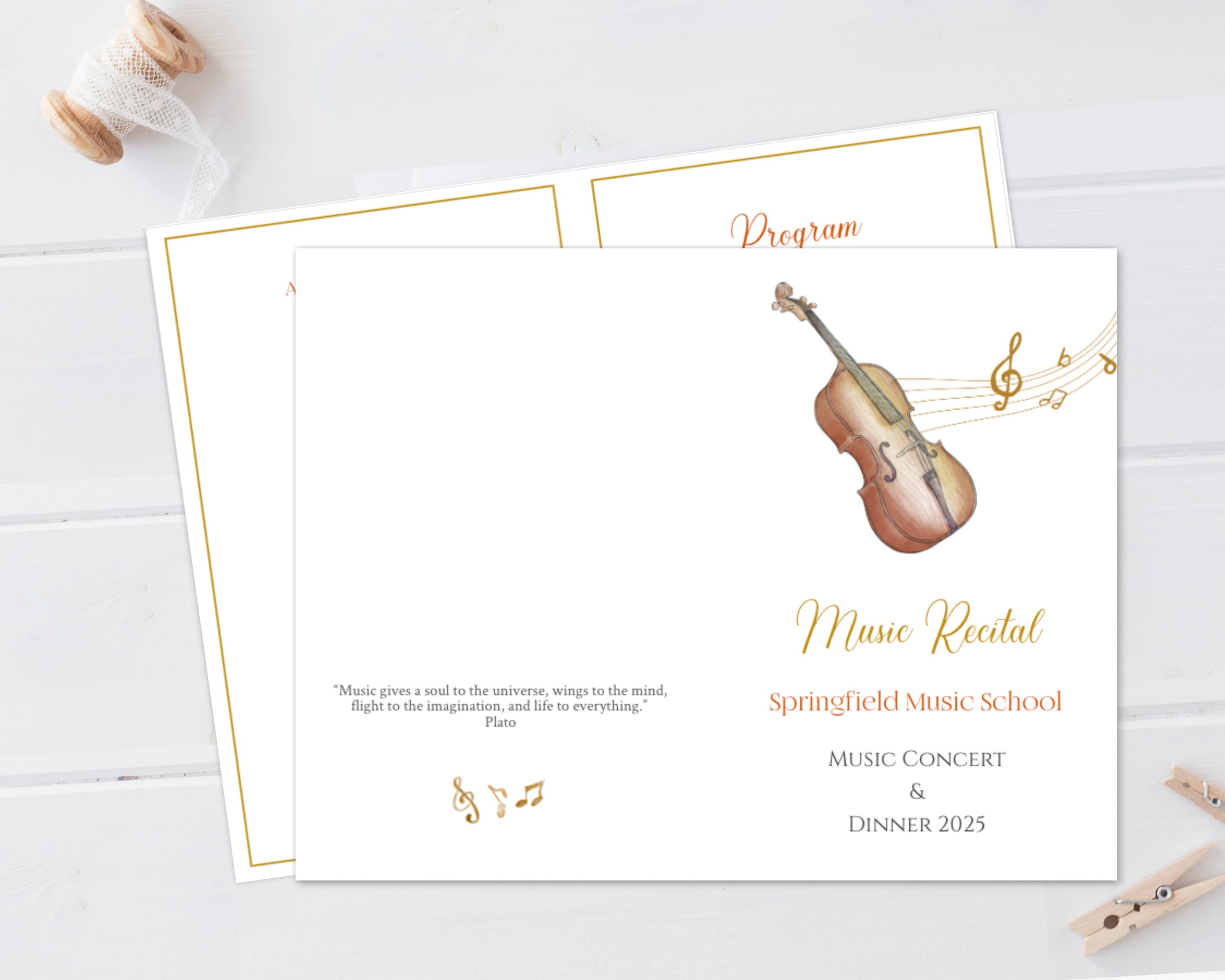 Violin Watercolor Music Recital Program: Editable Printable Template - Etsy