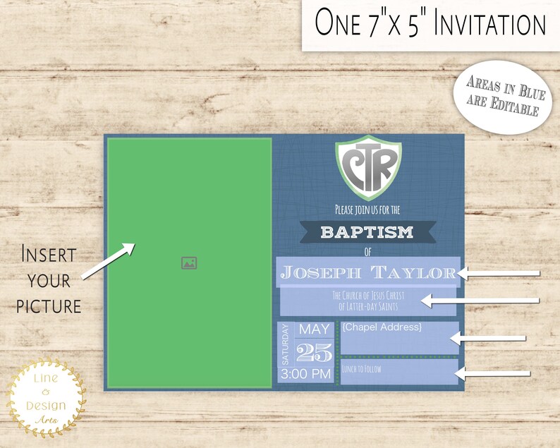 Baptism Invitation Printable LDS Boy Baptism Invite Editable - Etsy