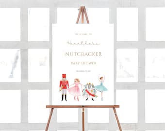 Notenkraker welkomstbord babyshower: poster gouden meisje (bewerkbare sjabloon)