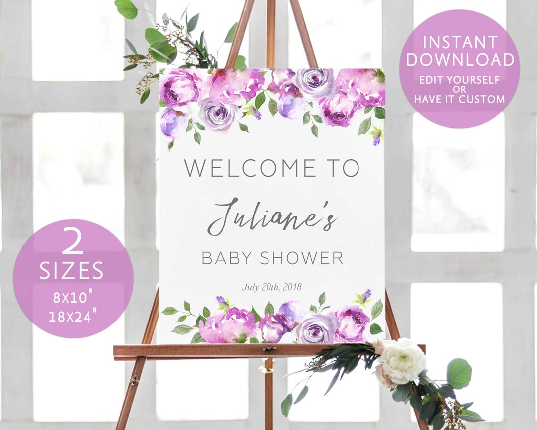 Baby Shower Welcome Sign Printable Template Editable Sign Welcome ...