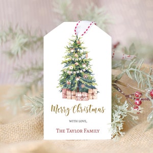 Christmas Tags printable, Merry Christmas Gift Tag, holiday favor tags, Editable Template