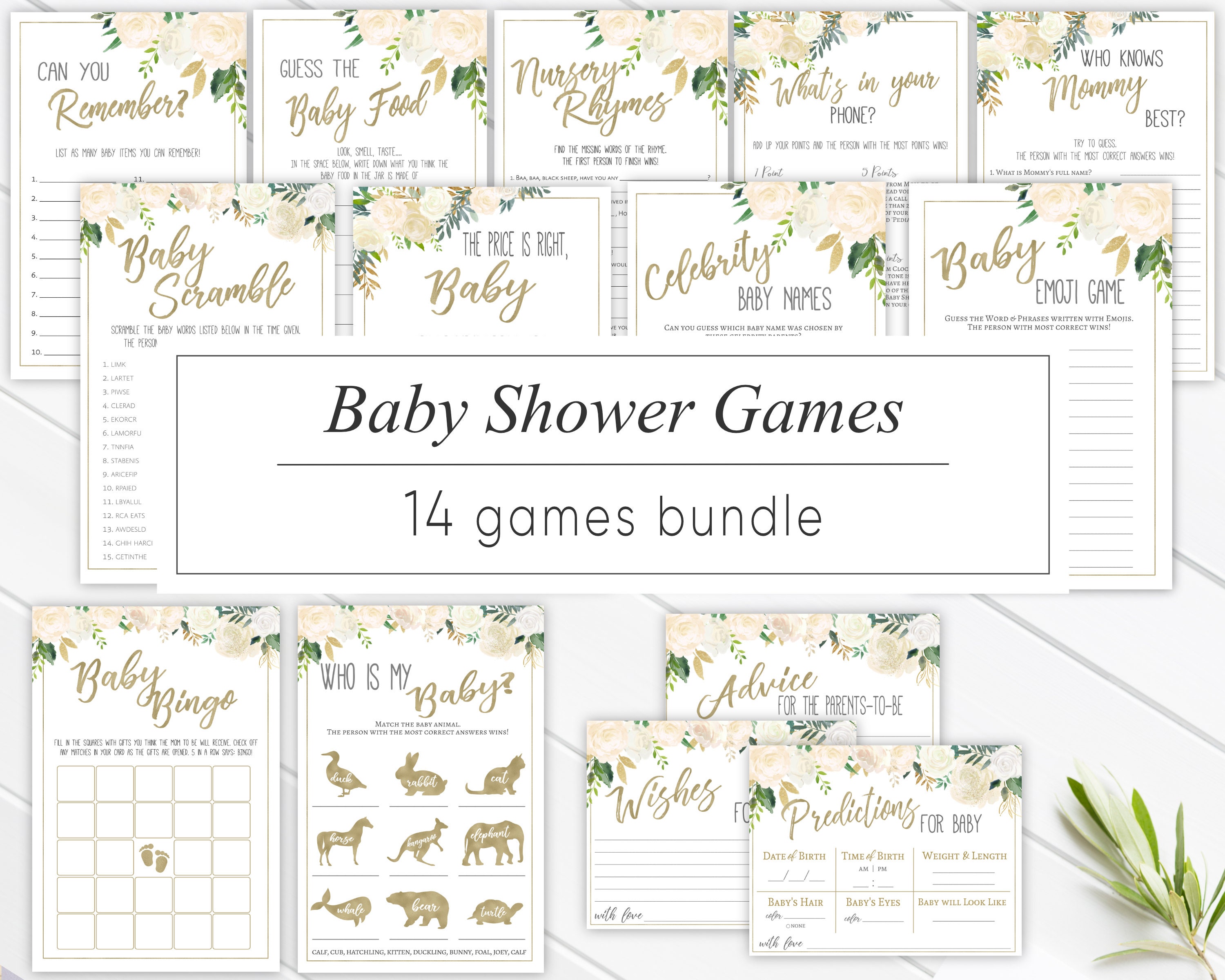 Baby Shower Games Baby Games Bundle Baby Games Kit Etsy