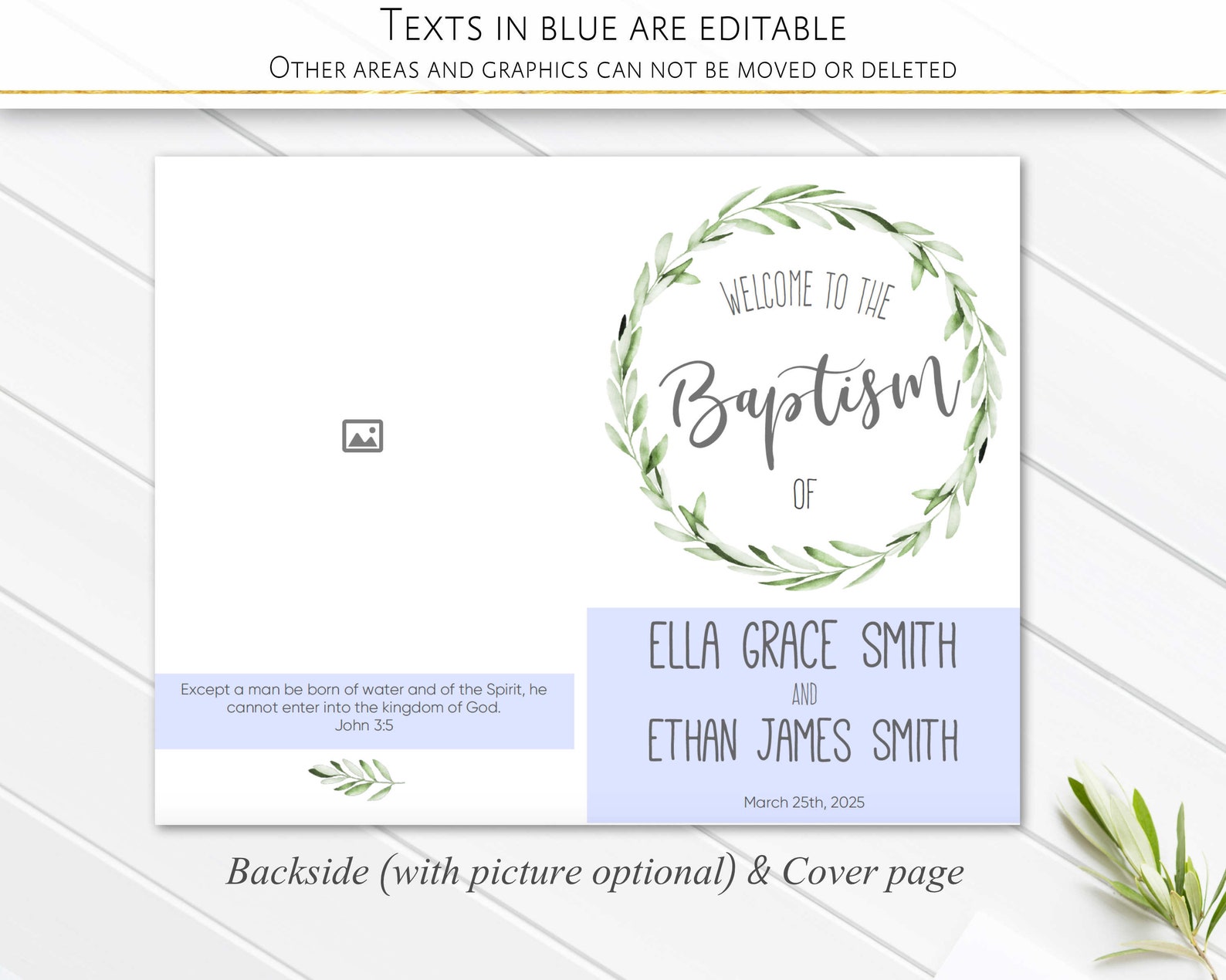 Baptism Program LDS Printable Editable Template Neutral - Etsy