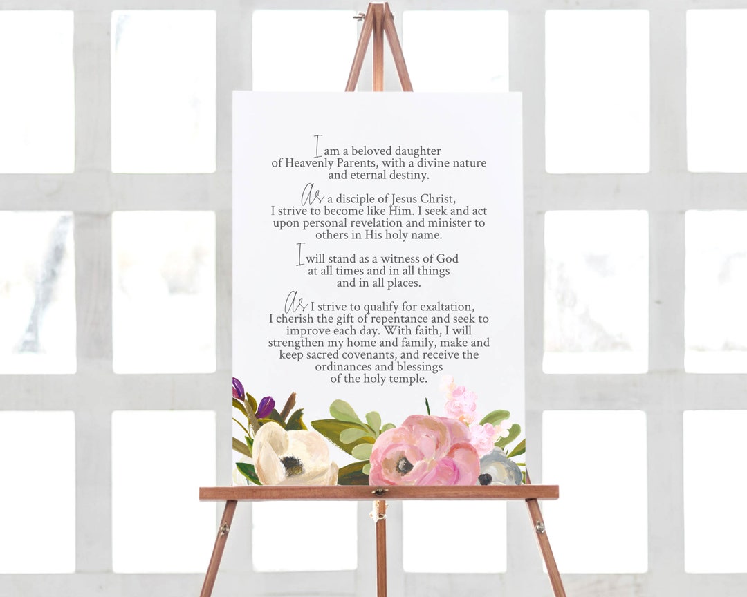NEW Young Women Theme Poster, LDS YW Theme Sign, Printable, Digital