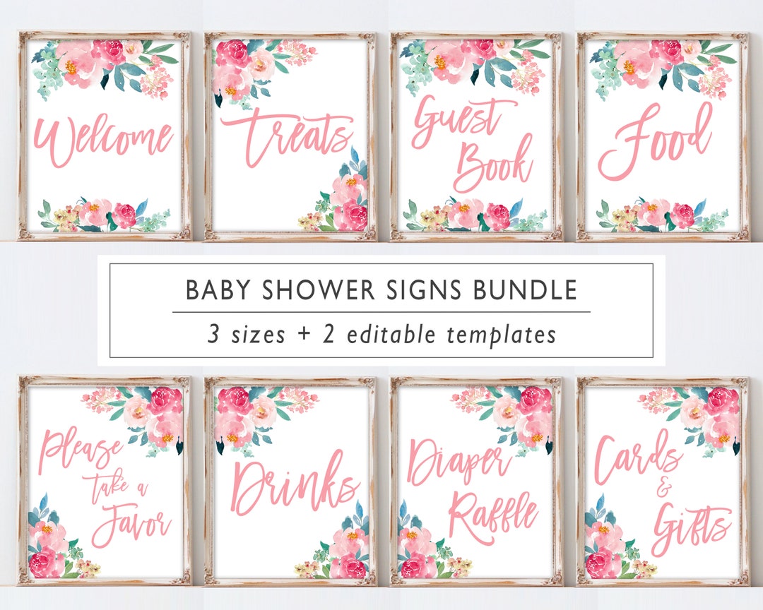 Baby Shower Signs Bundle Printable Baby Shower Decor Signage - Etsy