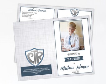 LDS Baptism Program Printable: Editable Navy CTR Template (Digital Download)