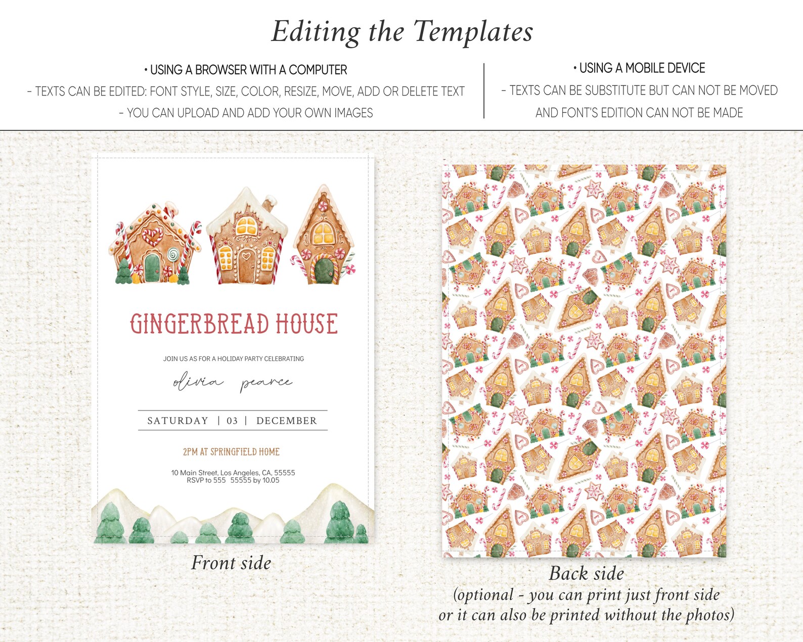 Gingerbread House Party Invitation Printable Christmas Party - Etsy