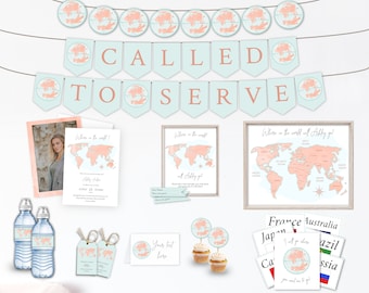 LDS Mission Open House Bundle: Watercolor World Map (Editable Template)