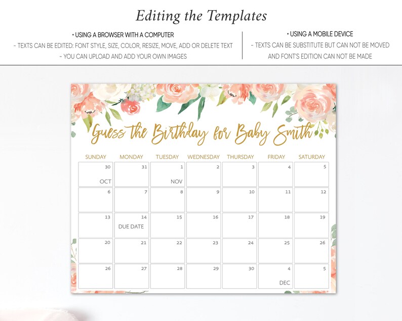 Baby Due Date Calendar Sign Printable Baby Shower Game - Etsy