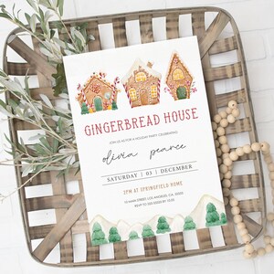 Gingerbread House Party Invitation, Printable, Christmas Party Invite ...