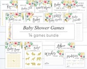 Watercolor Floral Baby Shower Games Bundle (Digital Download)
