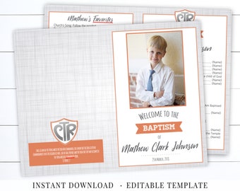 LDS Baptism Program Boy: Photo Template (Digital Download)
