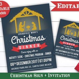 Christmas Party Invitation, Poster Printable, Editable Template, Christmas Natividad, Invite Sign Flyer