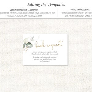Greenery Book Request Insert Card, Books for Baby, Eucalyptus Foliage ...