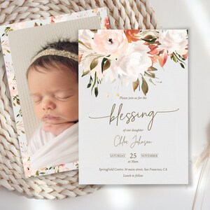 Invito alla benedizione floreale: modello acquerello autunnale (stampabile, modificabile)