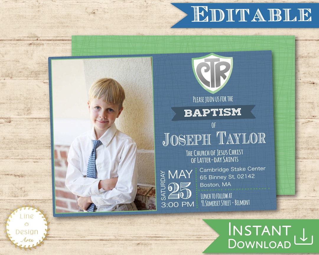 Baptism Invitation Printable, LDS Boy Baptism Invite, Editable Template ...