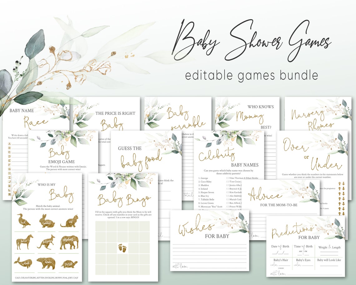 Baby Shower Games Bundle Baby Games Printable Editable Baby - Etsy