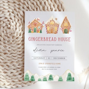 Gingerbread House Party Invitation, Printable, Christmas Party Invite ...