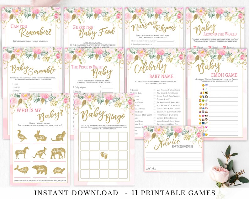 Baby Shower Games Baby Games Bundle Baby Shower Games Kit Etsy