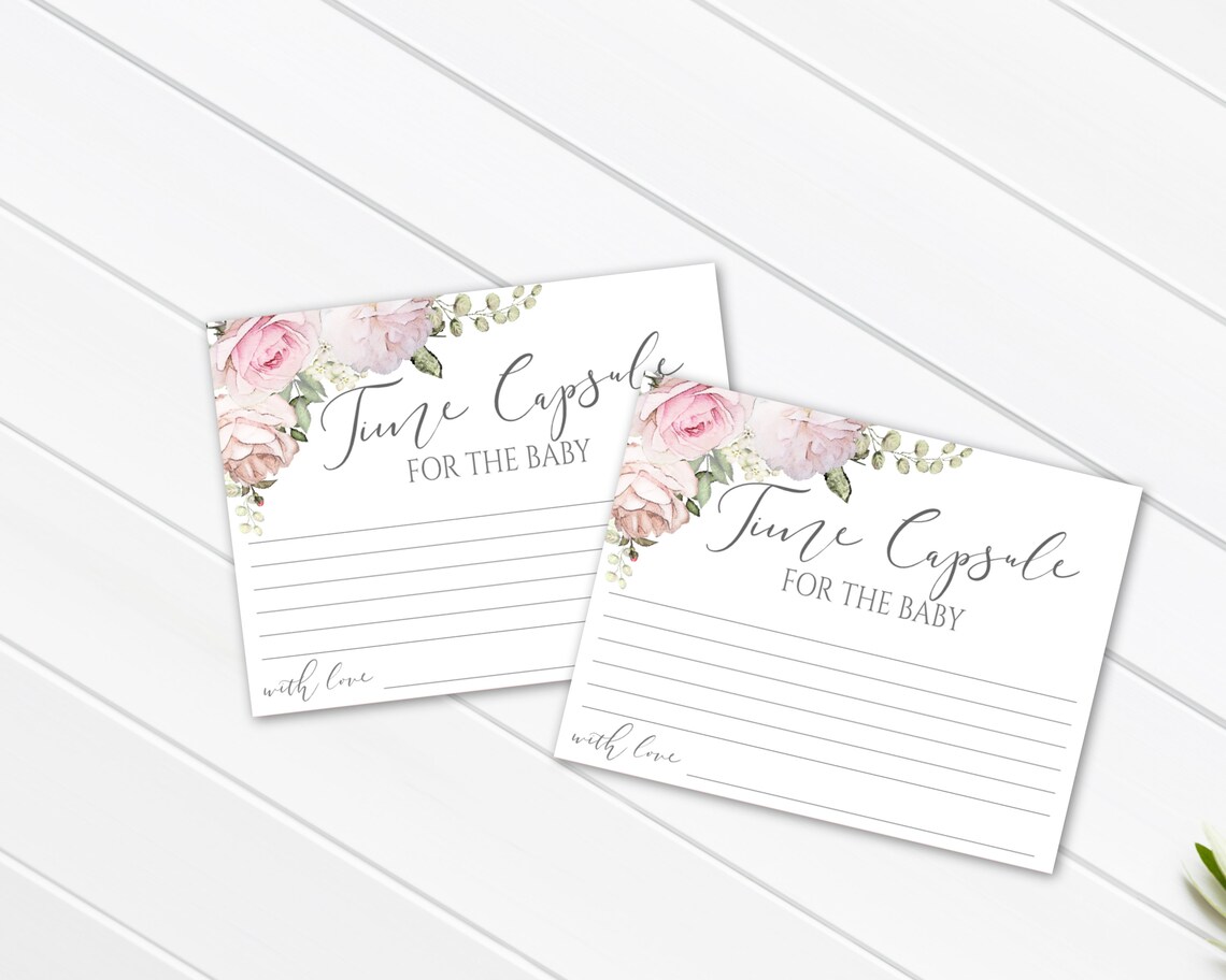 Baby Shower Time Capsule Cards Sign Printable Editable Etsy