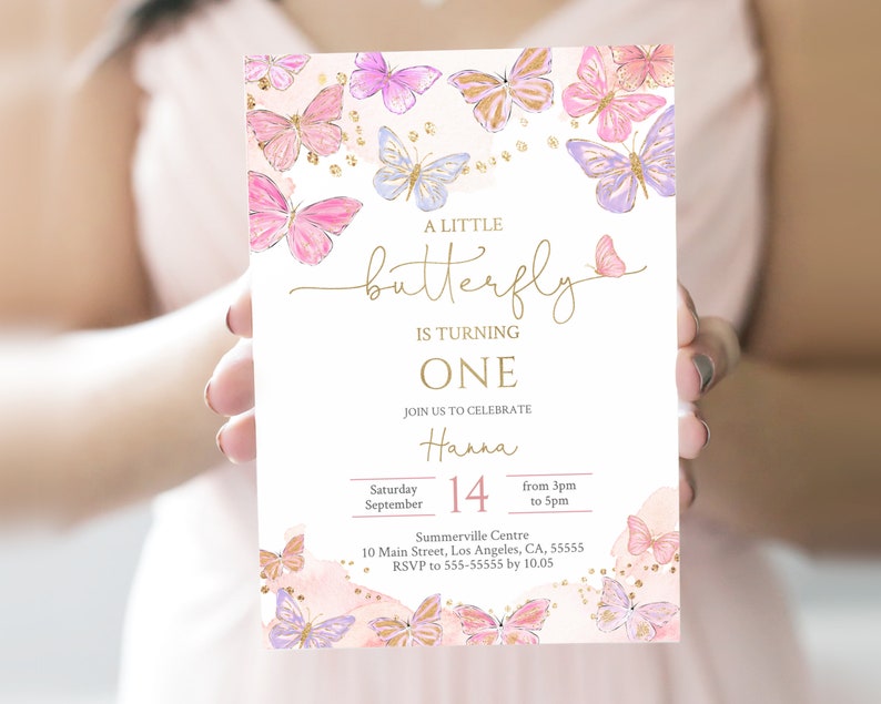Butterfly Birthday Invitation Printable Butterfly Party Invite Etsy