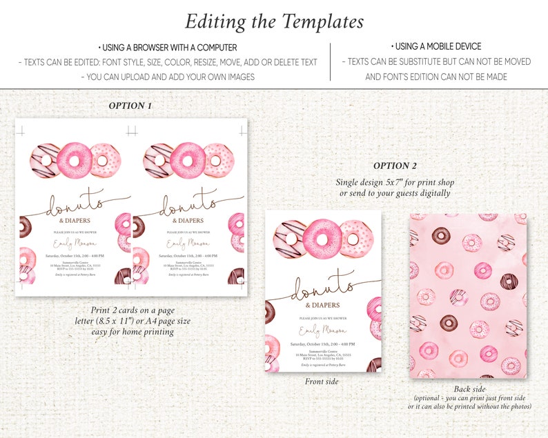 Donuts &amp; Diaper Baby Shower Invitation Printable Baby Shower - Etsy