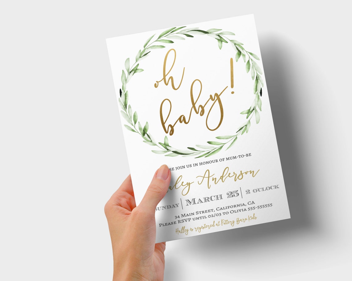 Greenery Oh Baby Shower Invitation Set Printable Book | Etsy