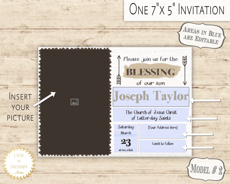 Boy Baby Blessing Announcement Invitation Editable With Photo Etsy