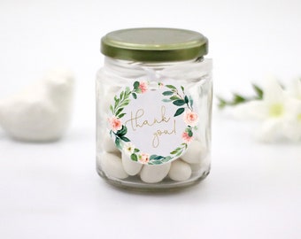 Dusty Blush Floral Thank You Tags: Printable Circle Favor Labels