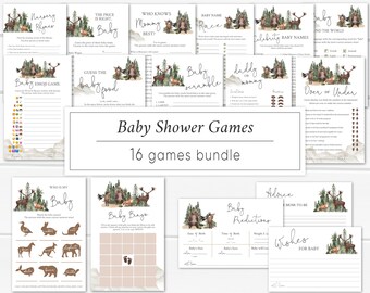 Woodland Baby Shower Games Bundle: 16 Printable Activities (Digital Download)