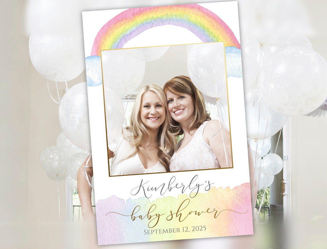 Rainbow Photo Booth Frame Printable Baby Shower Photo Etsy